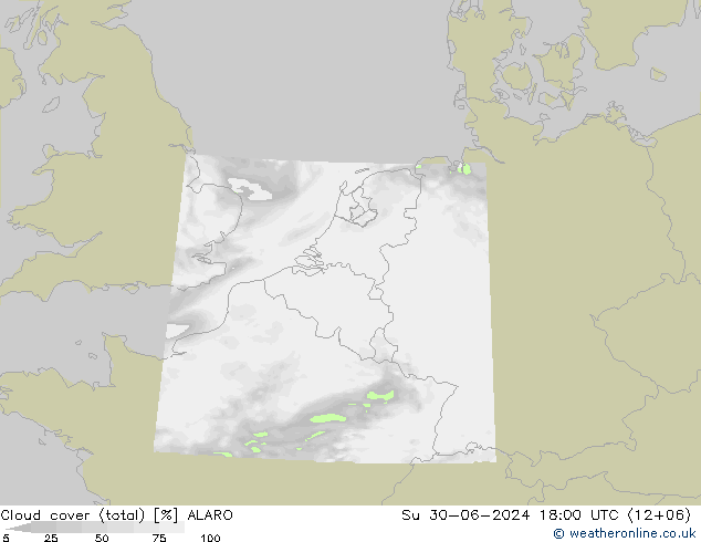 Bewolking (Totaal) ALARO zo 30.06.2024 18 UTC
