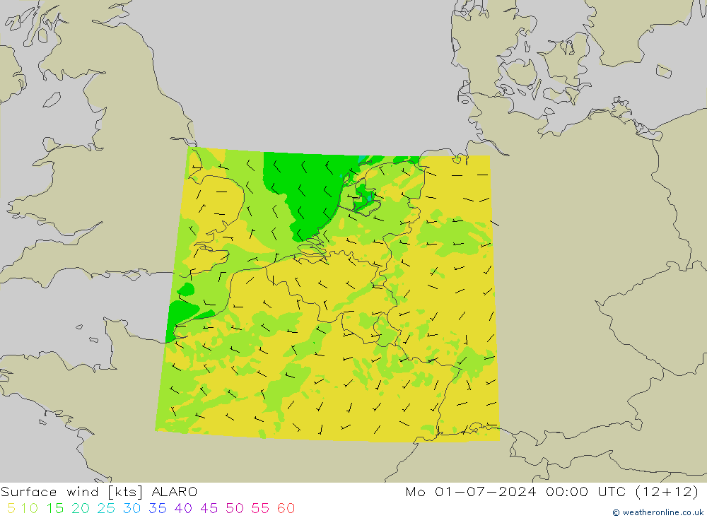 风 10 米 ALARO 星期一 01.07.2024 00 UTC