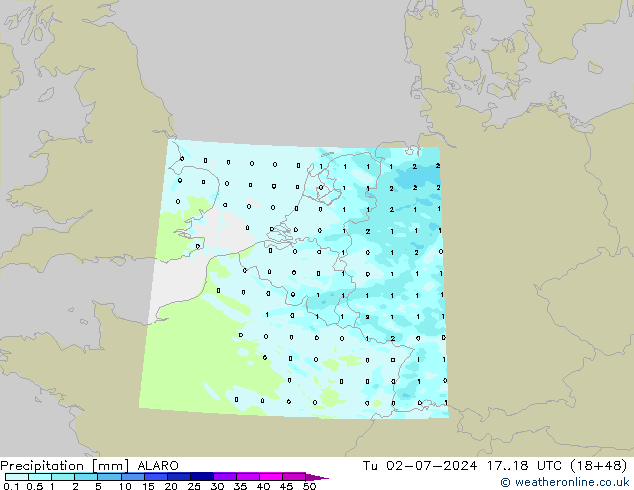 降水 ALARO 星期二 02.07.2024 18 UTC