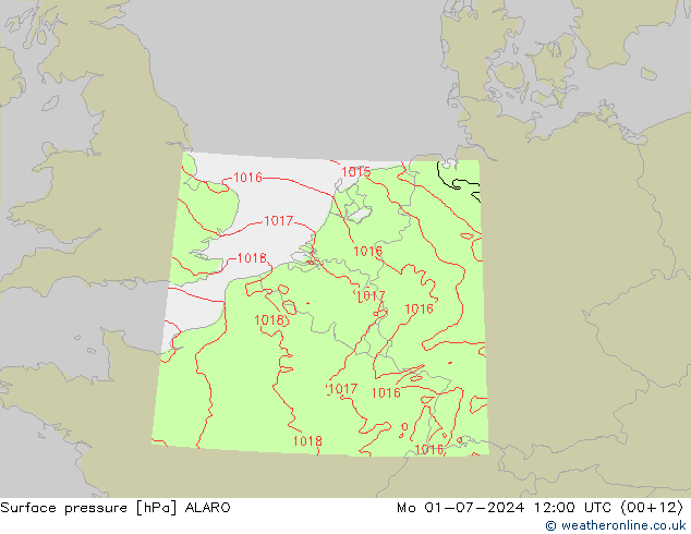 Luchtdruk (Grond) ALARO ma 01.07.2024 12 UTC