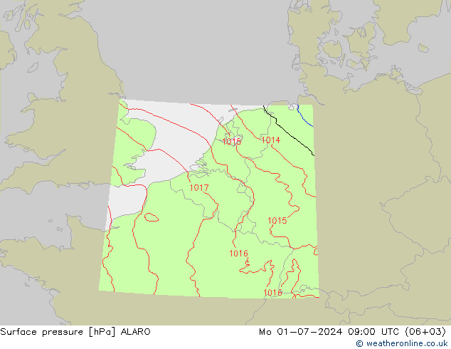 Luchtdruk (Grond) ALARO ma 01.07.2024 09 UTC