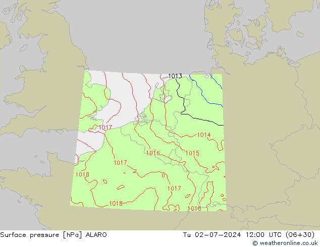 Luchtdruk (Grond) ALARO di 02.07.2024 12 UTC