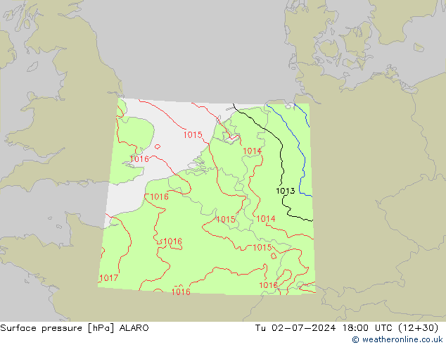 Luchtdruk (Grond) ALARO di 02.07.2024 18 UTC
