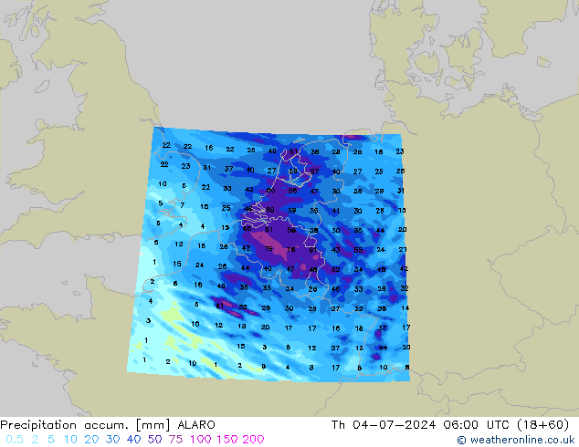 Totale neerslag ALARO do 04.07.2024 06 UTC