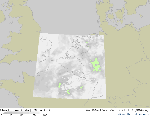 Bewolking (Totaal) ALARO wo 03.07.2024 00 UTC