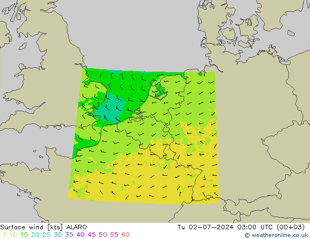 风 10 米 ALARO 星期二 02.07.2024 03 UTC