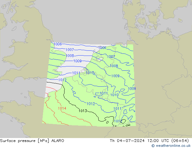 地面气压 ALARO 星期四 04.07.2024 12 UTC