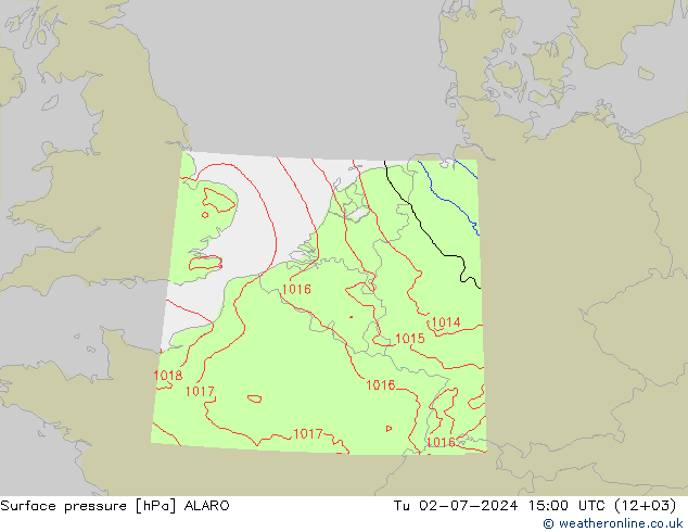 地面气压 ALARO 星期二 02.07.2024 15 UTC