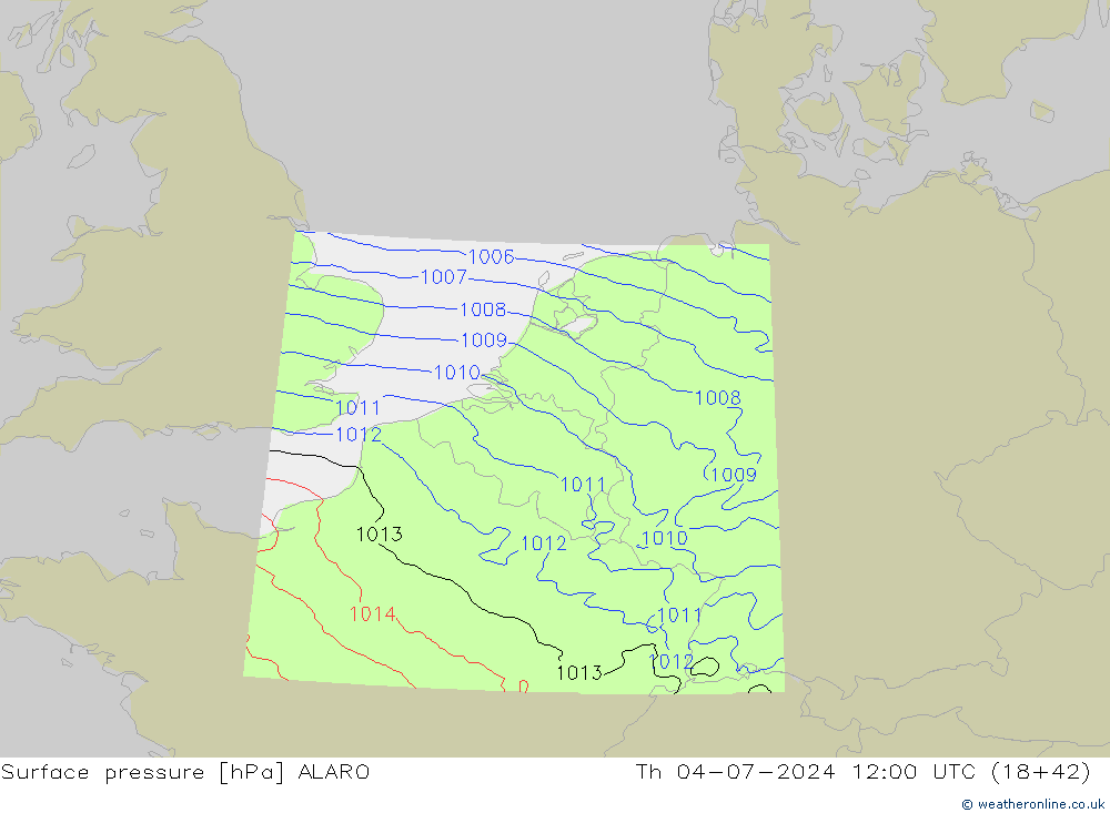 地面气压 ALARO 星期四 04.07.2024 12 UTC
