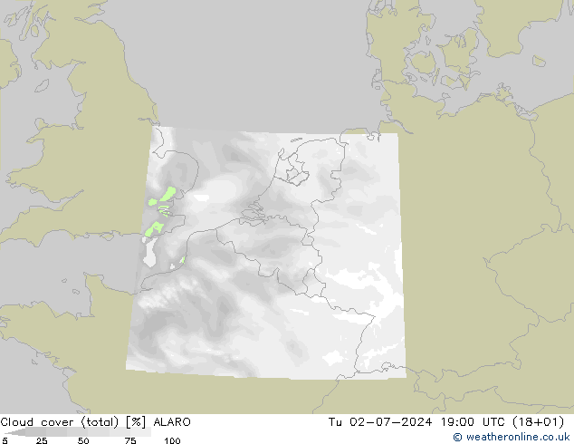 Bewolking (Totaal) ALARO di 02.07.2024 19 UTC