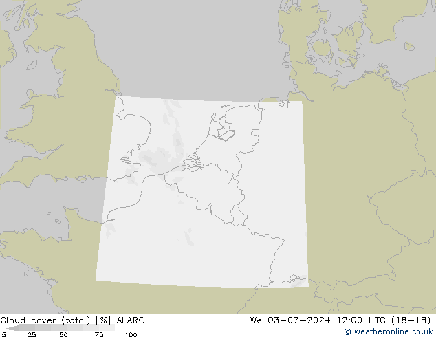 Bewolking (Totaal) ALARO wo 03.07.2024 12 UTC