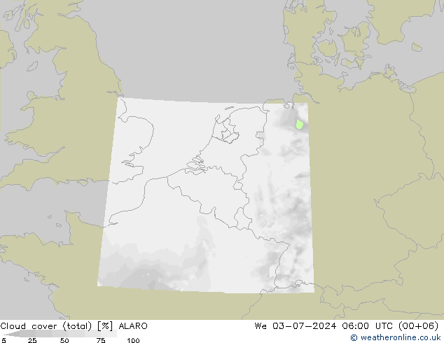 Bewolking (Totaal) ALARO wo 03.07.2024 06 UTC