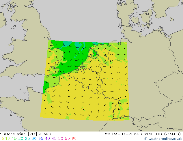 风 10 米 ALARO 星期三 03.07.2024 03 UTC