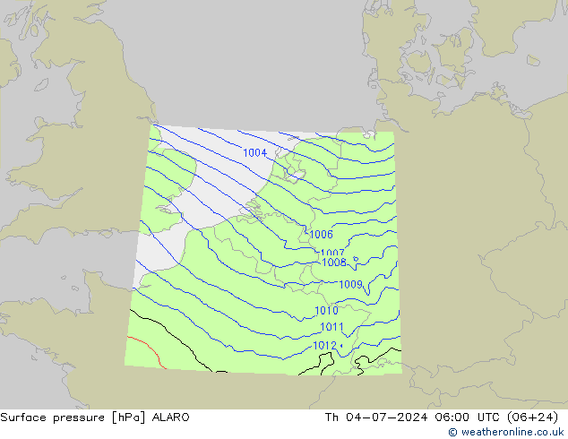 地面气压 ALARO 星期四 04.07.2024 06 UTC