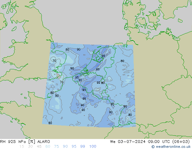 RV 925 hPa ALARO wo 03.07.2024 09 UTC