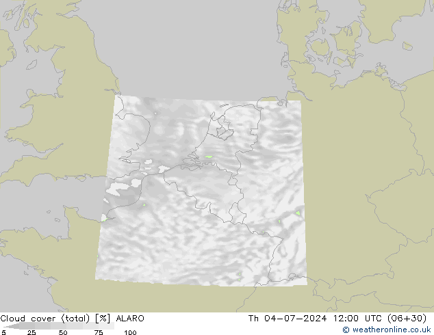 Bewolking (Totaal) ALARO do 04.07.2024 12 UTC
