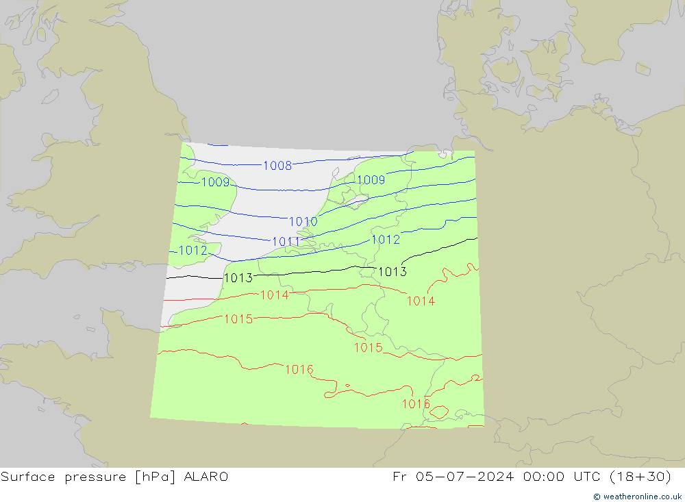 Luchtdruk (Grond) ALARO vr 05.07.2024 00 UTC
