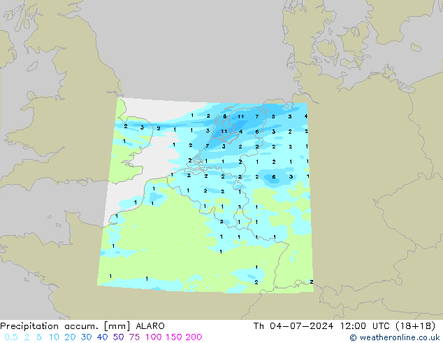 Totale neerslag ALARO do 04.07.2024 12 UTC