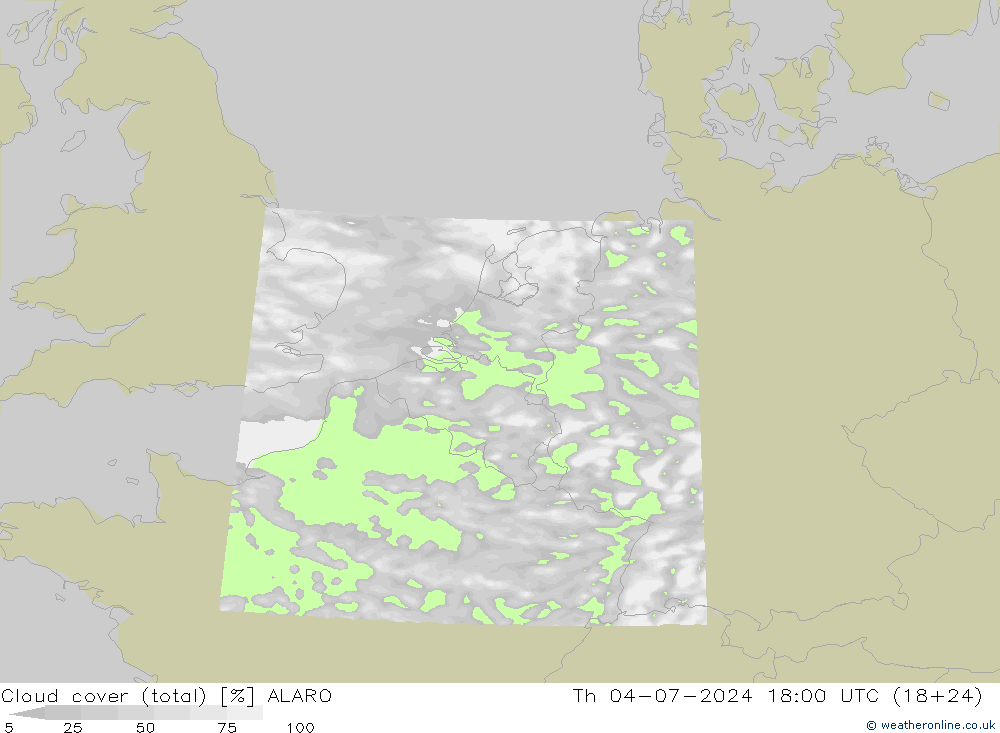Bewolking (Totaal) ALARO do 04.07.2024 18 UTC