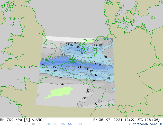 RH 700 hPa ALARO 星期五 05.07.2024 12 UTC