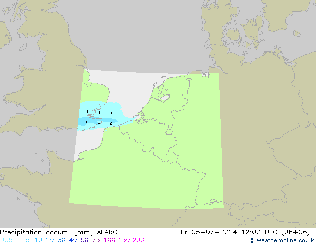 Totale neerslag ALARO vr 05.07.2024 12 UTC