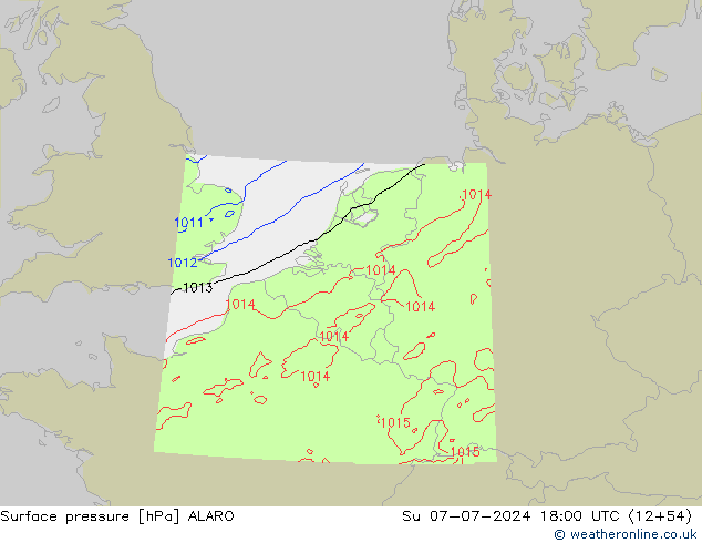 地面气压 ALARO 星期日 07.07.2024 18 UTC