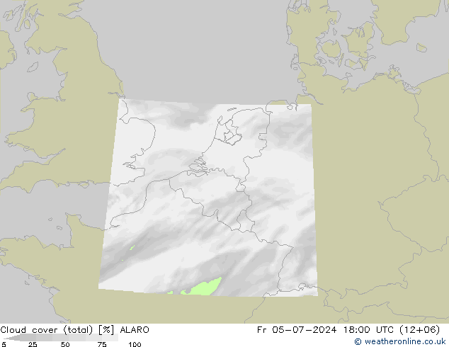 Bewolking (Totaal) ALARO vr 05.07.2024 18 UTC