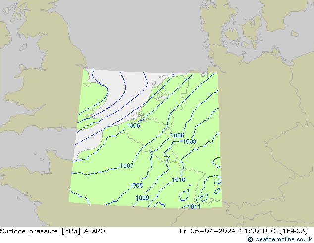 地面气压 ALARO 星期五 05.07.2024 21 UTC