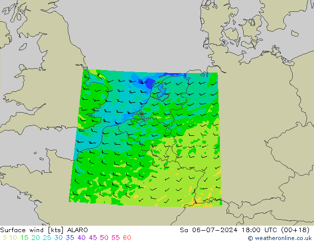 风 10 米 ALARO 星期六 06.07.2024 18 UTC