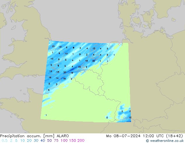 Totale neerslag ALARO ma 08.07.2024 12 UTC