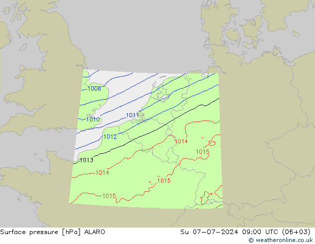 Luchtdruk (Grond) ALARO zo 07.07.2024 09 UTC