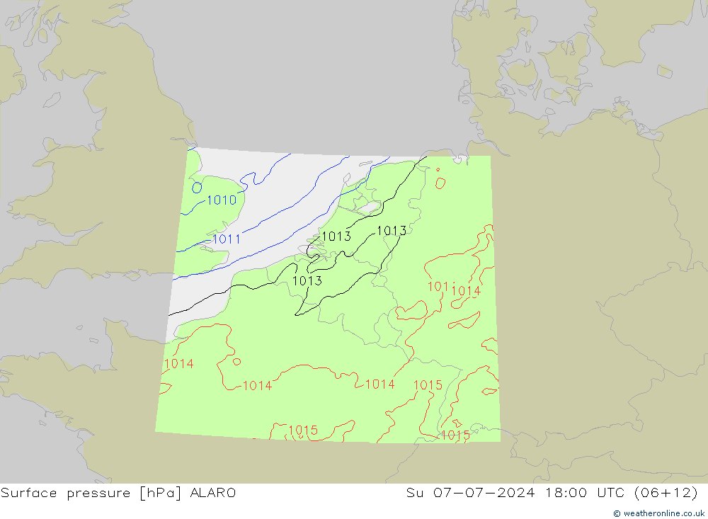 Luchtdruk (Grond) ALARO zo 07.07.2024 18 UTC