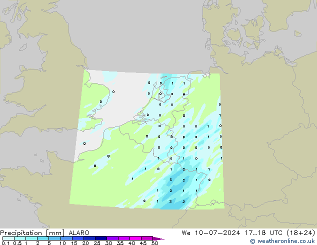 Neerslag ALARO wo 10.07.2024 18 UTC
