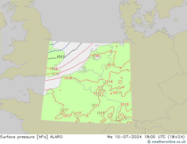 Luchtdruk (Grond) ALARO wo 10.07.2024 18 UTC