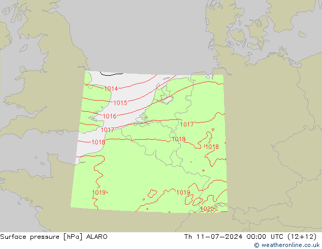 地面气压 ALARO 星期四 11.07.2024 00 UTC