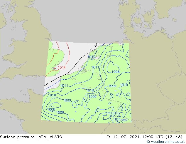 地面气压 ALARO 星期五 12.07.2024 12 UTC