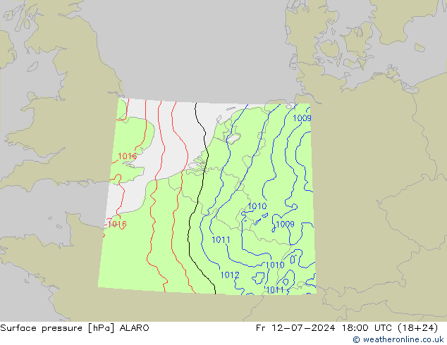 地面气压 ALARO 星期五 12.07.2024 18 UTC