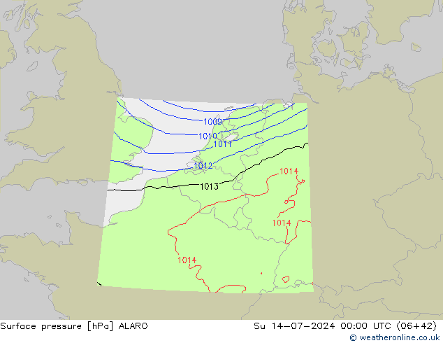 地面气压 ALARO 星期日 14.07.2024 00 UTC