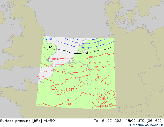 地面气压 ALARO 星期二 16.07.2024 18 UTC