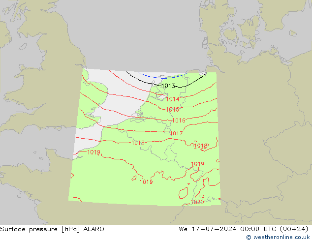 地面气压 ALARO 星期三 17.07.2024 00 UTC