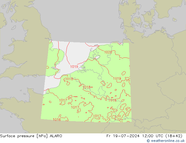 地面气压 ALARO 星期五 19.07.2024 12 UTC