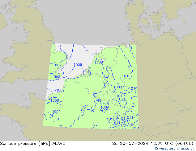 地面气压 ALARO 星期六 20.07.2024 12 UTC