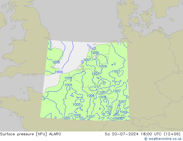 地面气压 ALARO 星期六 20.07.2024 18 UTC