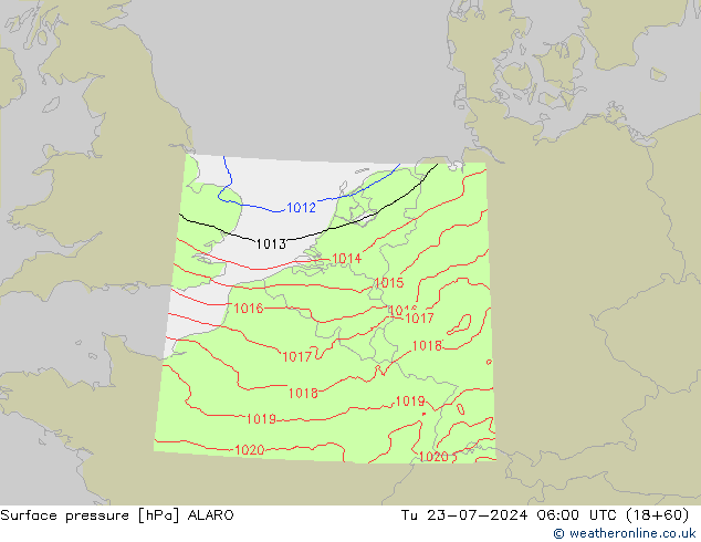 Luchtdruk (Grond) ALARO di 23.07.2024 06 UTC