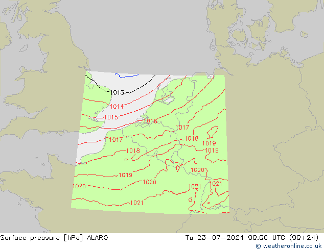 Luchtdruk (Grond) ALARO di 23.07.2024 00 UTC