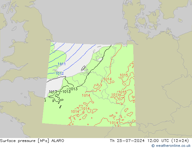 Luchtdruk (Grond) ALARO do 25.07.2024 12 UTC
