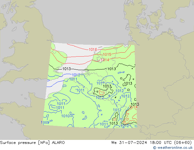 Luchtdruk (Grond) ALARO wo 31.07.2024 18 UTC