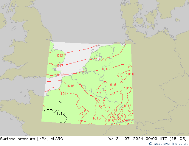 Luchtdruk (Grond) ALARO wo 31.07.2024 00 UTC