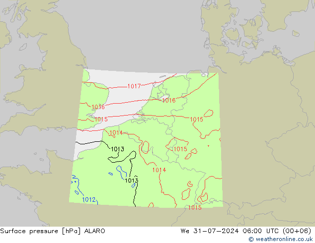 地面气压 ALARO 星期三 31.07.2024 06 UTC
