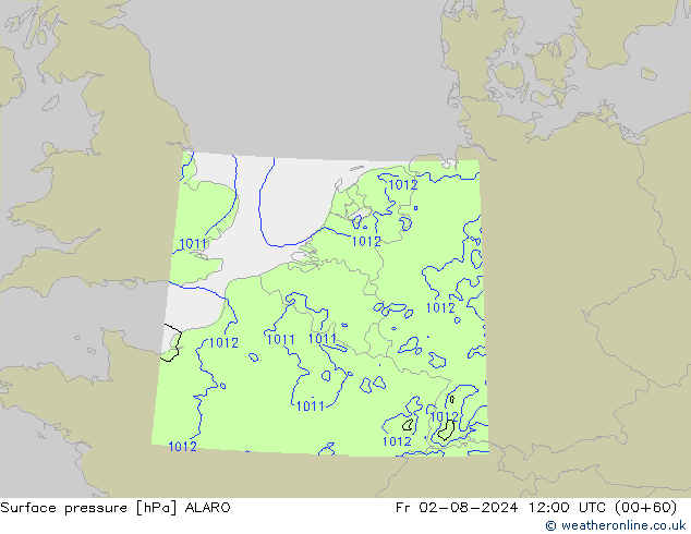 Luchtdruk (Grond) ALARO vr 02.08.2024 12 UTC